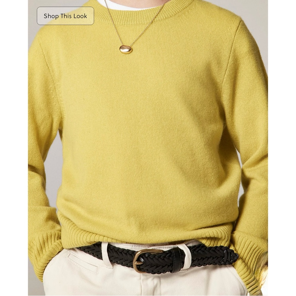 NWT J. Crew Crewcuts Kids' Cashmere Crewneck Sweater Burnished Chartreuse